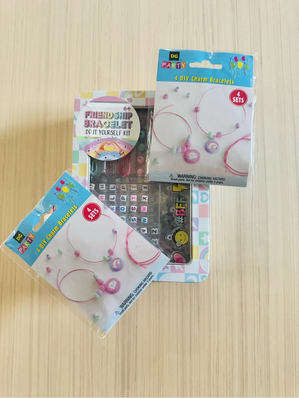 Friendship Bracelet DIY Kit with Pink Charm Bracelets